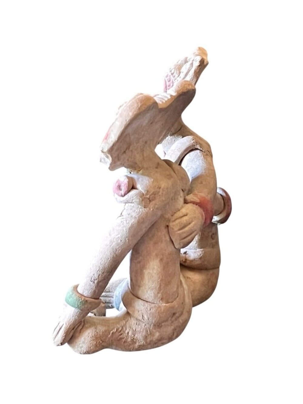 Teotihuacan Ceramic Pre-Columbian Style Figurine Pair Earth Tones & Accents 5" T - Picture 3 of 11